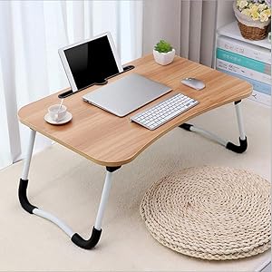 huikeer Folding Laptop Table for Bed, Lap Desk Bed Tray, Portable Outdoor Camping Table, Breakfast Serving Bed Tray with Legs, Bed Desk for Writing, Study, Eating, 23.6x15.7x11 inches