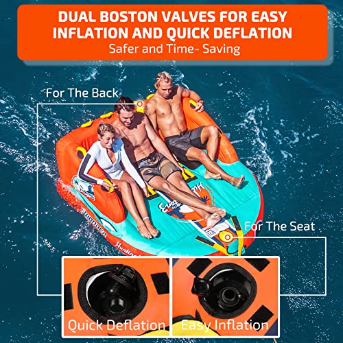 Swonder Towable Tubes for Boating, 3 Person Water Tubes for Boats to Pull, Heavy-Duty Front & Back Tow Points Inflatable Boat Tube with Stronger 840D Nylon Cover