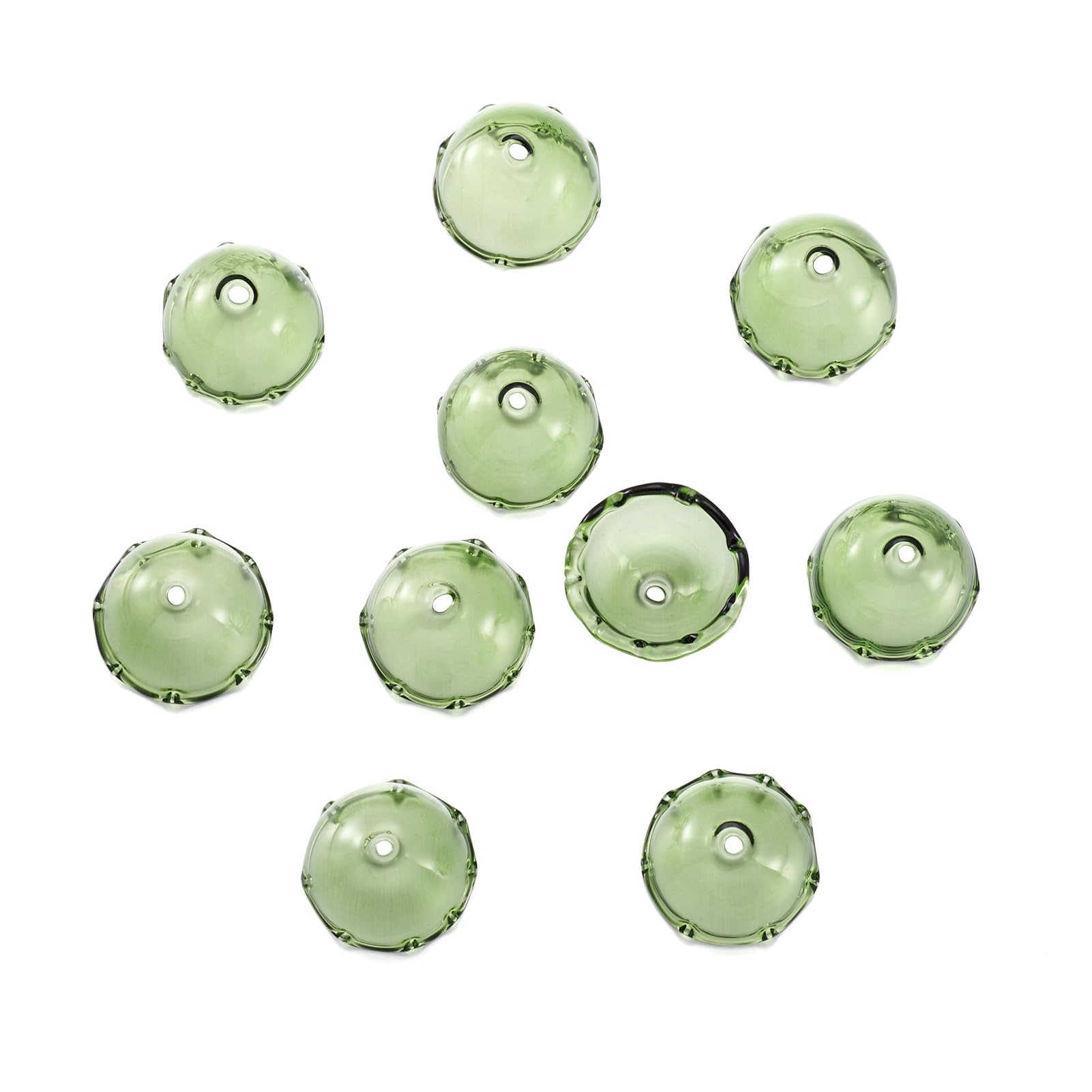 Crafans Flower Glass Bead Cone 10Pcs Wind Chimes Beads Multi-Petal Flower Bead End Caps Spacer Bead Caps 21x13mm for DIY Wind Chimes Earrings Necklace Making, Medium Sea Green
