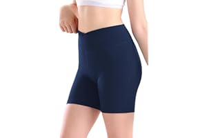 MEJING Girls V Cross Waist Athletic Shorts, Kids Soft Bike Volleyball Yoga Dance Running Cheer Gymnastics Gym Workout Shorts