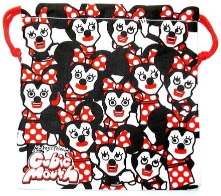 Amazon Co Jp キャラクター 巾着袋 キュービックマウス ミニーマウス 中サイズ 白黒 シューズ バッグ