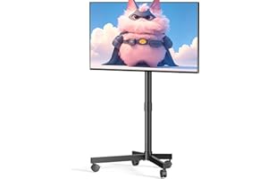 XYNDYX Mobile TV Cart Rolling TV Stand for 23-60 Inch LCD LED OLED Flat Curved Screens up to 88 lbs, Height Adjustable Portable TV Cart with Locking Wheels, Outdoor TV Stand Mount, Max VESA 400x400mm, Black