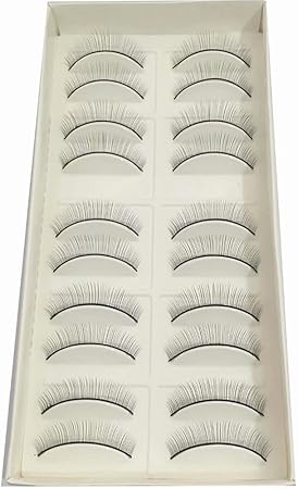 Amazon 練習用つけまつげ トレーニング用睫毛 真ん中から両端に段々短くなる 真ん中だけ8mm 10ペア入り Fuzhan つけまつげ 通販