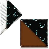 AFYEWKC Cute Leather Bookmarks, Fun Triangle Making Corner Bookmark, Book Accessories for Reading Book Lovers, Unbreakable Page Markers for Women Men Cool Cats