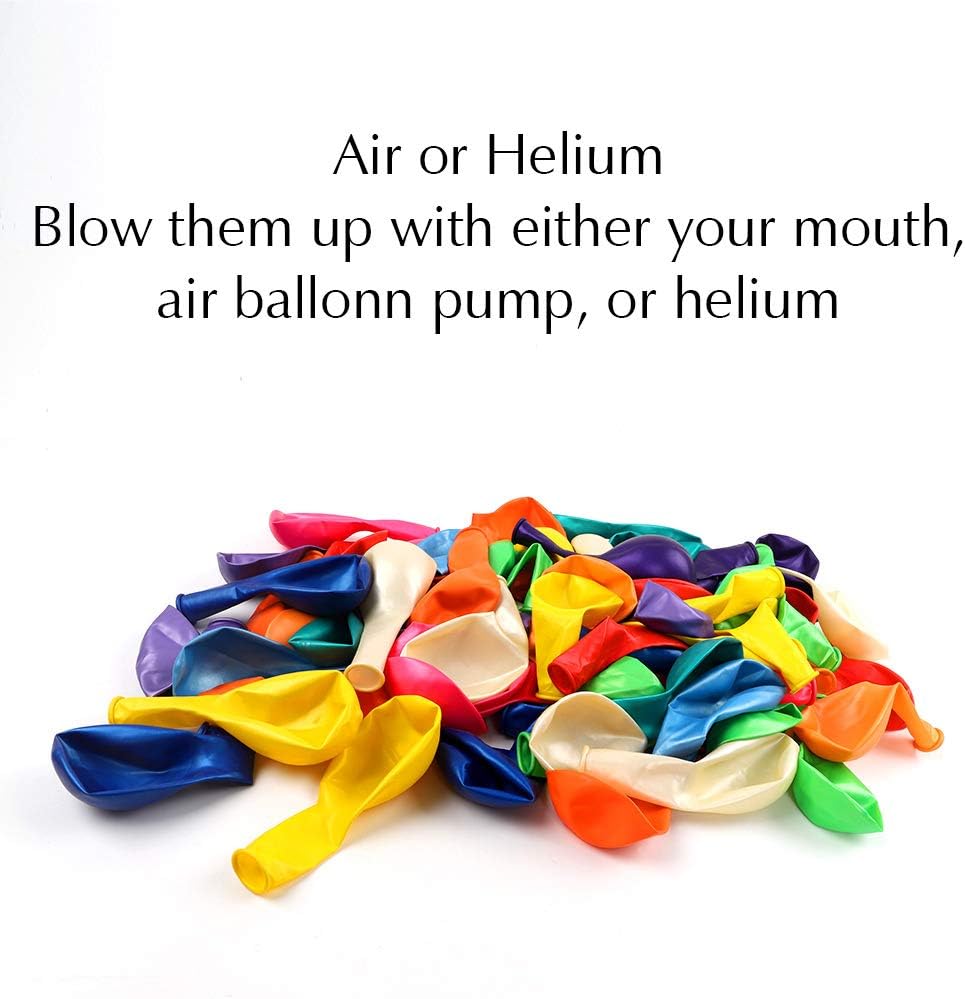 RUBFAC 120 Assorted Color Balloons 12 Inches 12 Kinds of Rainbow Party Latex Balloons, Latex Balloons for Party Decoration, Birthday Party Supplies or Arch Decoration: Toys & Games