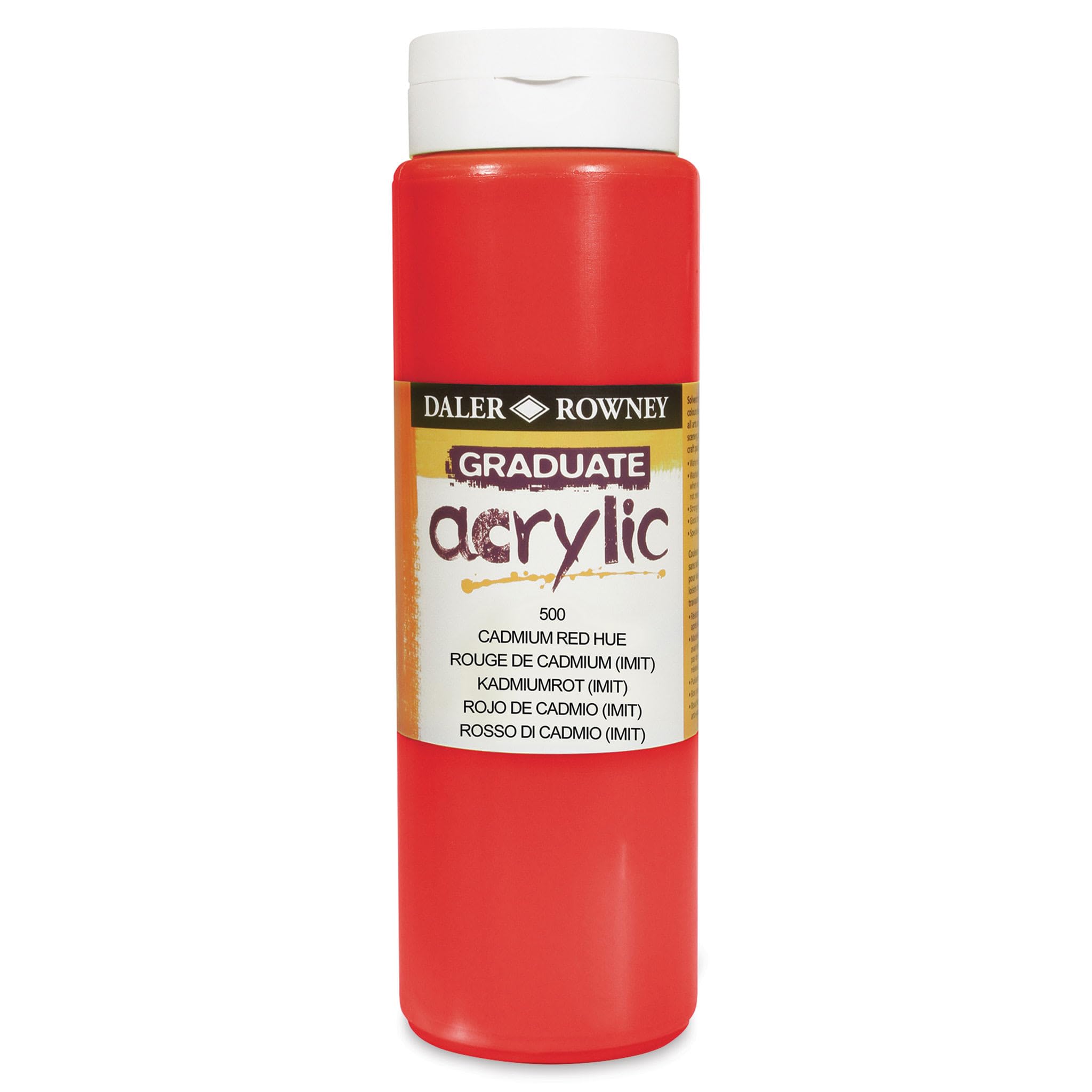 Daler-Rowney Graduate Acrylic Paint, Plastic Bottle, 16.91oz - 500 ml, Cadmium Red Hue