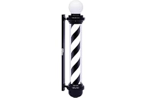 WDZD 45'' Barber Pole Light, Black White Rotating Hair Salon Open Sign, Wall Mount, Save Energy