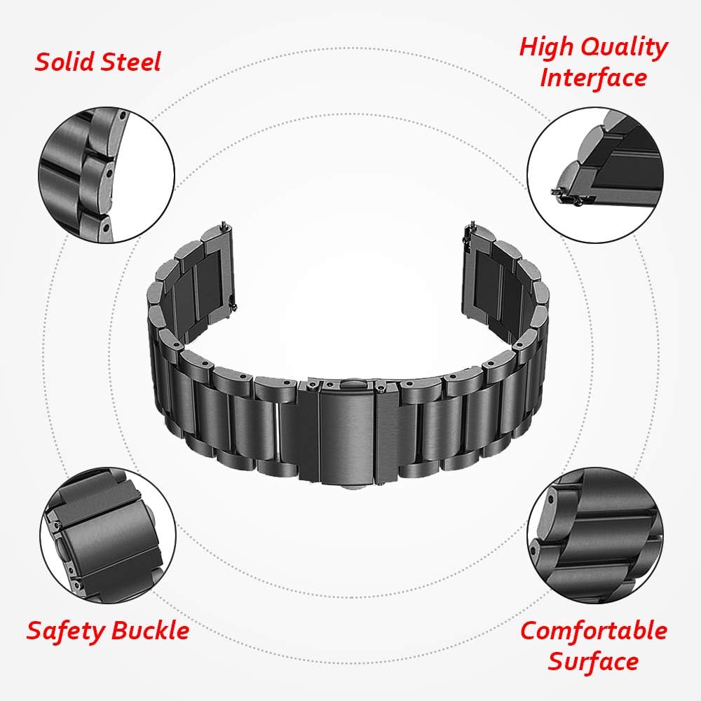 Diruite for Fitbit Versa/Versa 2 Strap,Plating Solid Stainless Steel,Butterfly Double Snap Bracelet Adjustable Replacement Wrist Bands - Image 4