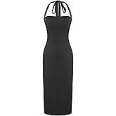 CIDER Women's Summer Bodycon Dress Halter Maxi Dress Knit Sleeveless Long Dresses Party Club Dresses Trendy