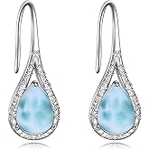 Dangle Drop Earings Stering Siver Pull Through Teardrop Gemstone Earrings Jewelry Birthday Gifts for Women