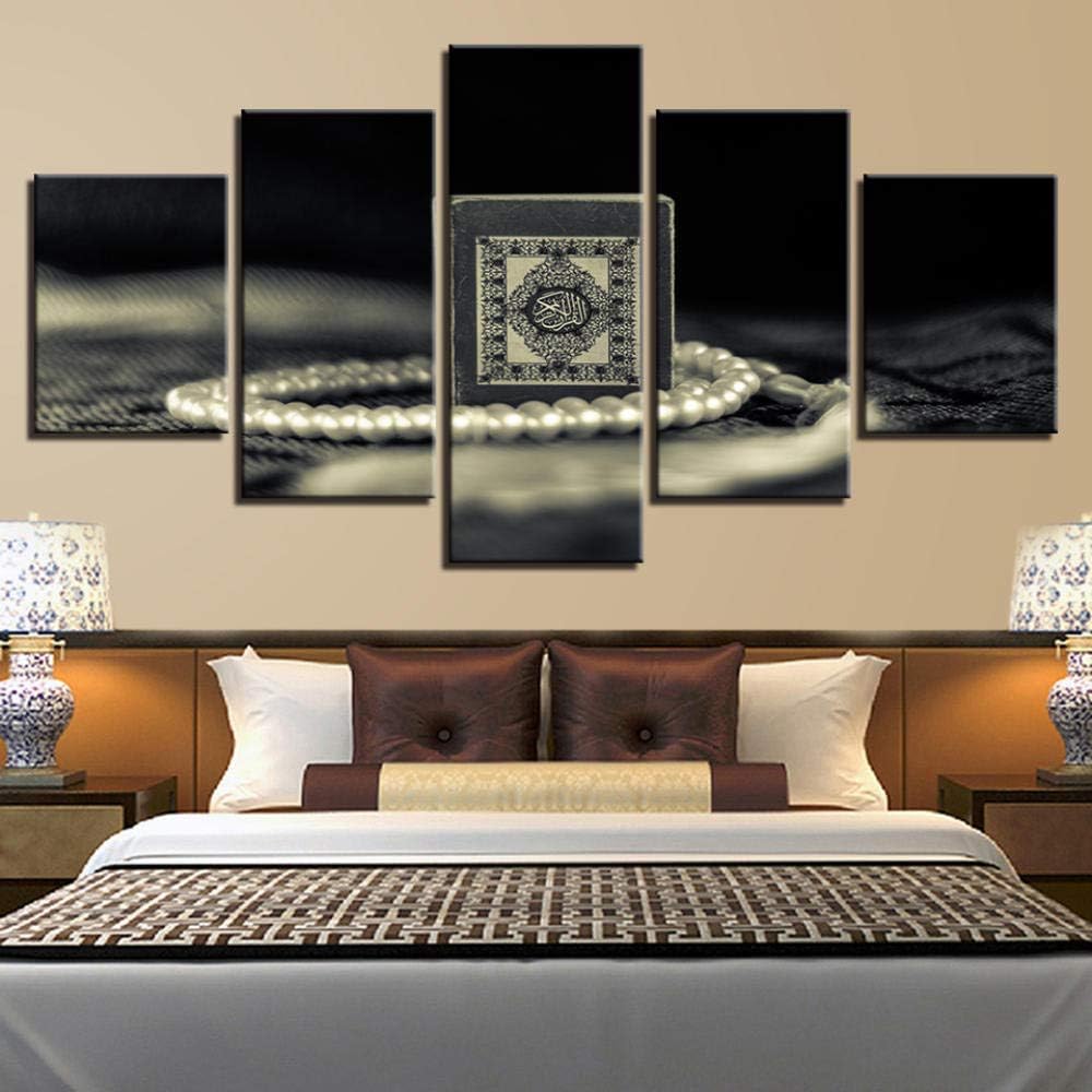 Afeige - Canvas Hd Print Painting For Living Room Decor 5 Pieces Holy Quran Pictures Wall Art Koran Poster Modular Work Wall decoration HD print canvas living room bedroom -Including frame