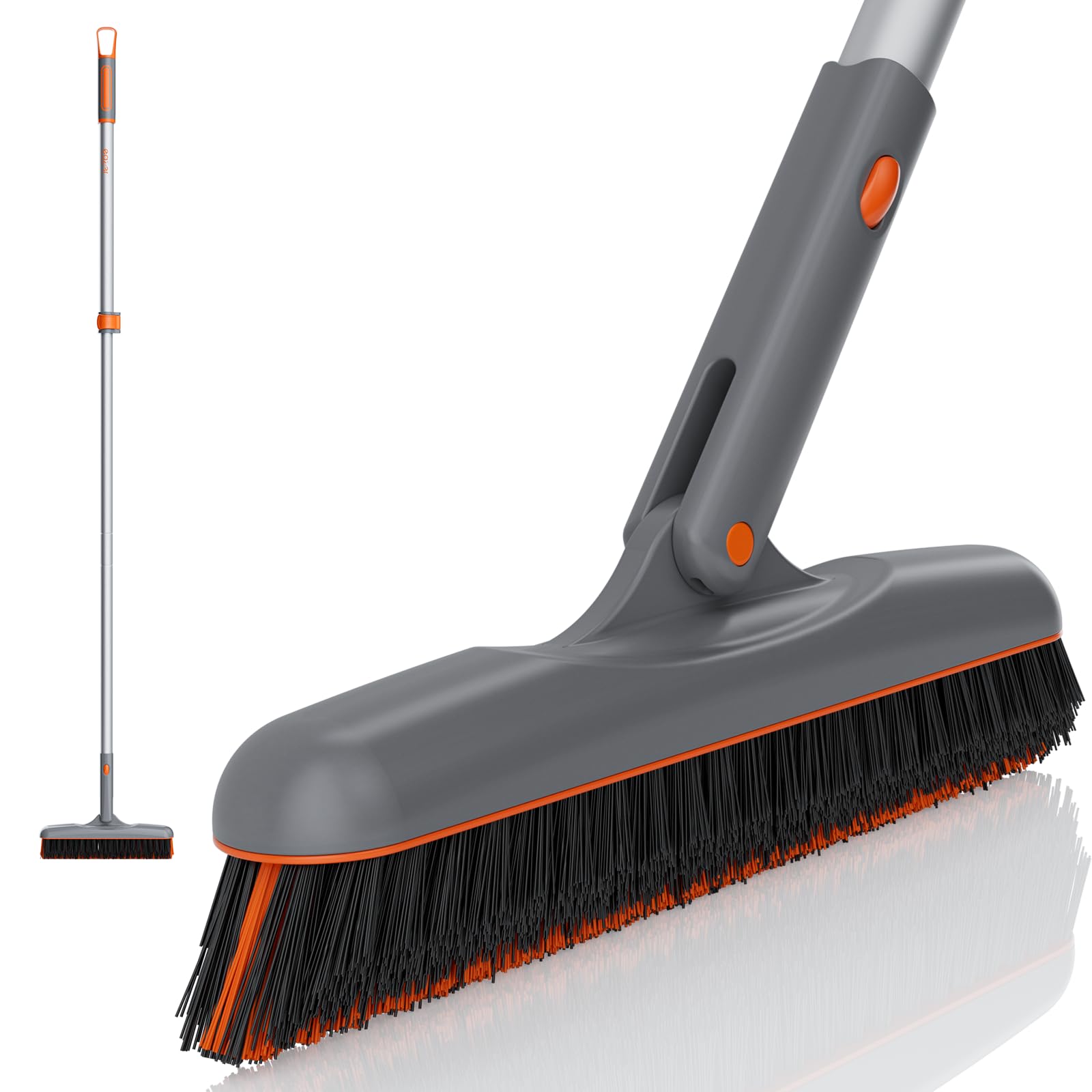 eazer Grout Brush with Long Handle - Upgrade, 180°Rotation Tile Grout Cleaning Tool, V-Shape Shower Scrubber Cleaner Stiff Bristle for Cleaning Bathroom Wall, Baseboards, Tile Floors - 53in