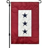 FLAGPARK Military Service Garden Flag Three Blue Stars, 12.5X18 Inches Embroidered Heavy Duty Nylon Durable and Fade-Resistant American Navy Army Marine Corps USA Family Member Service Garden Flag