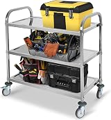 uyoyous Kitchen Trolley on Wheels 3 Tier Stainless Steel 220 lb Capacity view 1