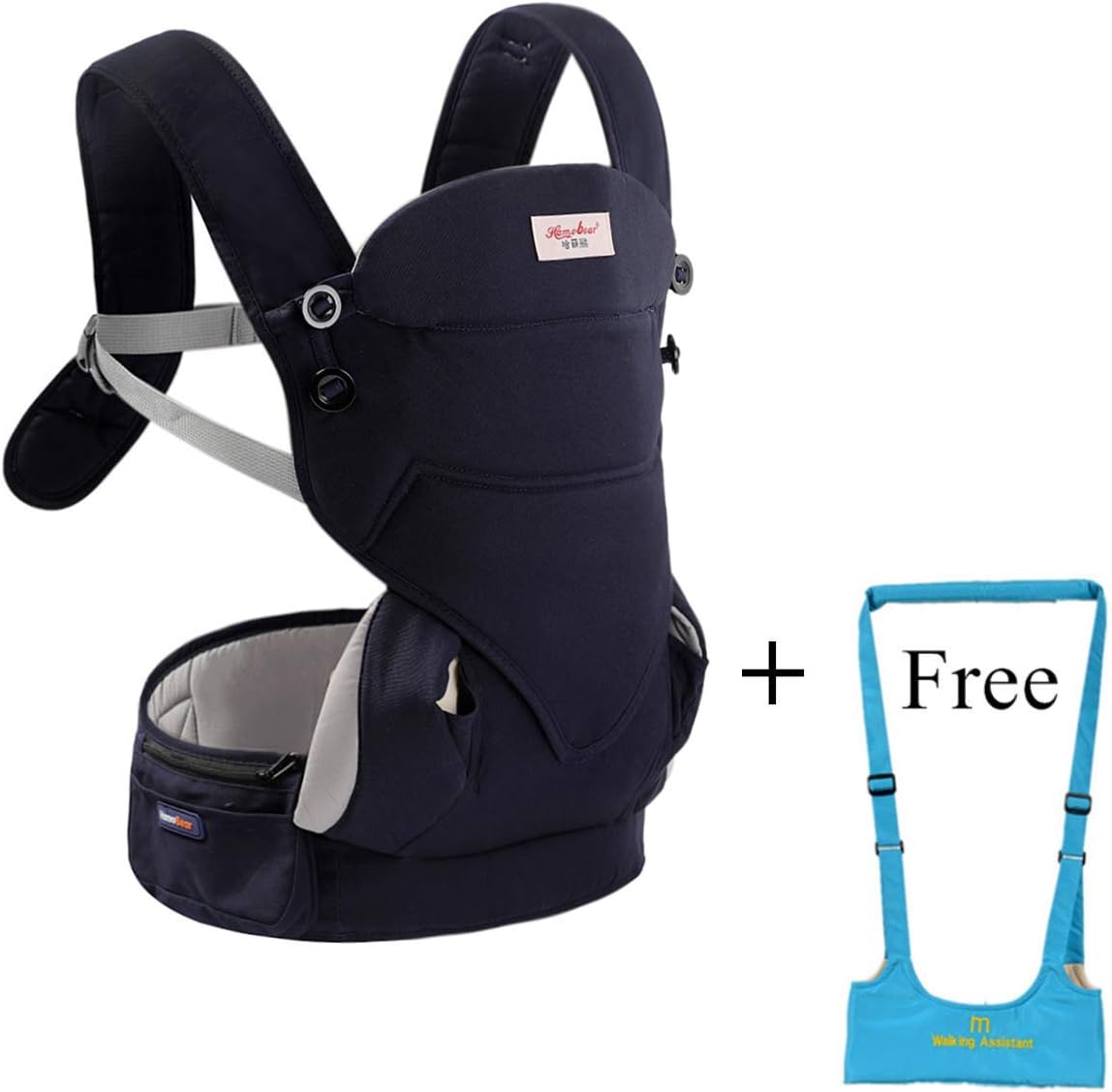 Ergonomic 4-in-1 Soft Baby Carrier,3D Breathable Air Mesh Newborn Infants Carrier Backpacks with Adjustable Straps-Dark Blue-Free Toddlers Walking Helper