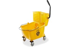 Dryser Commercial Mop Bucket with Side Press Wringer, 26 Quart, Yellow