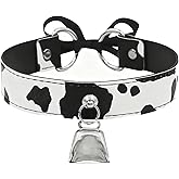 Acekiily Basic Cow Print Bell Collar Choker Necklace for women Gothic Gift