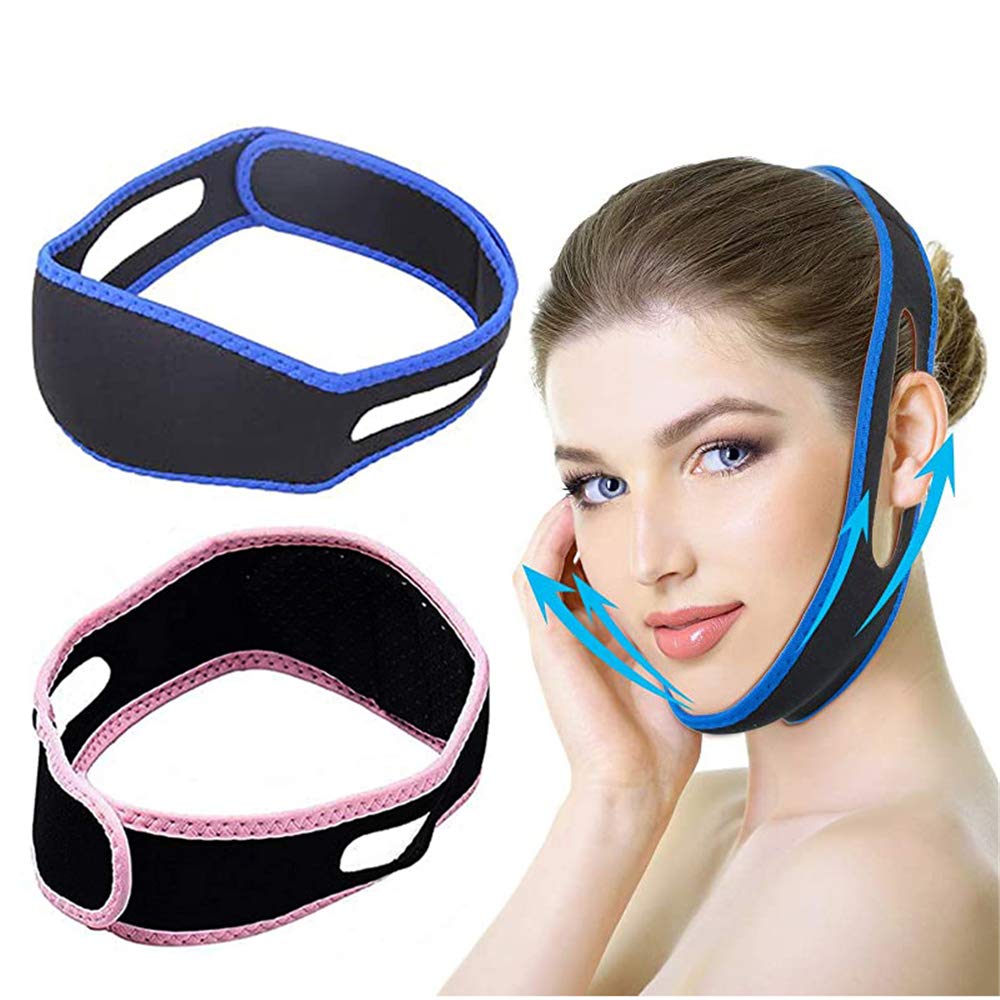 2 Pcs V Shaped Slimming Face Mask,Facial Slimming Strap,Face Lifting Belt,Anti Snoring Chin Strap, Chin Cheek Lift Up Anti Wrinkle Face Massage Tool For Women And Girls
