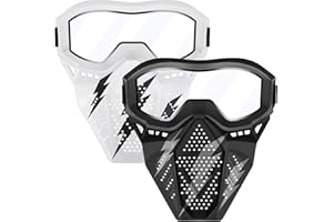 YSCARE 2 Pack Tactical Mask with Goggles Compatible with Nerf Rival, Apollo, Zeus, Khaos, Atlas, & Artemis Blasters Rival Mask, Adjustable Tactical Mask for Party Game