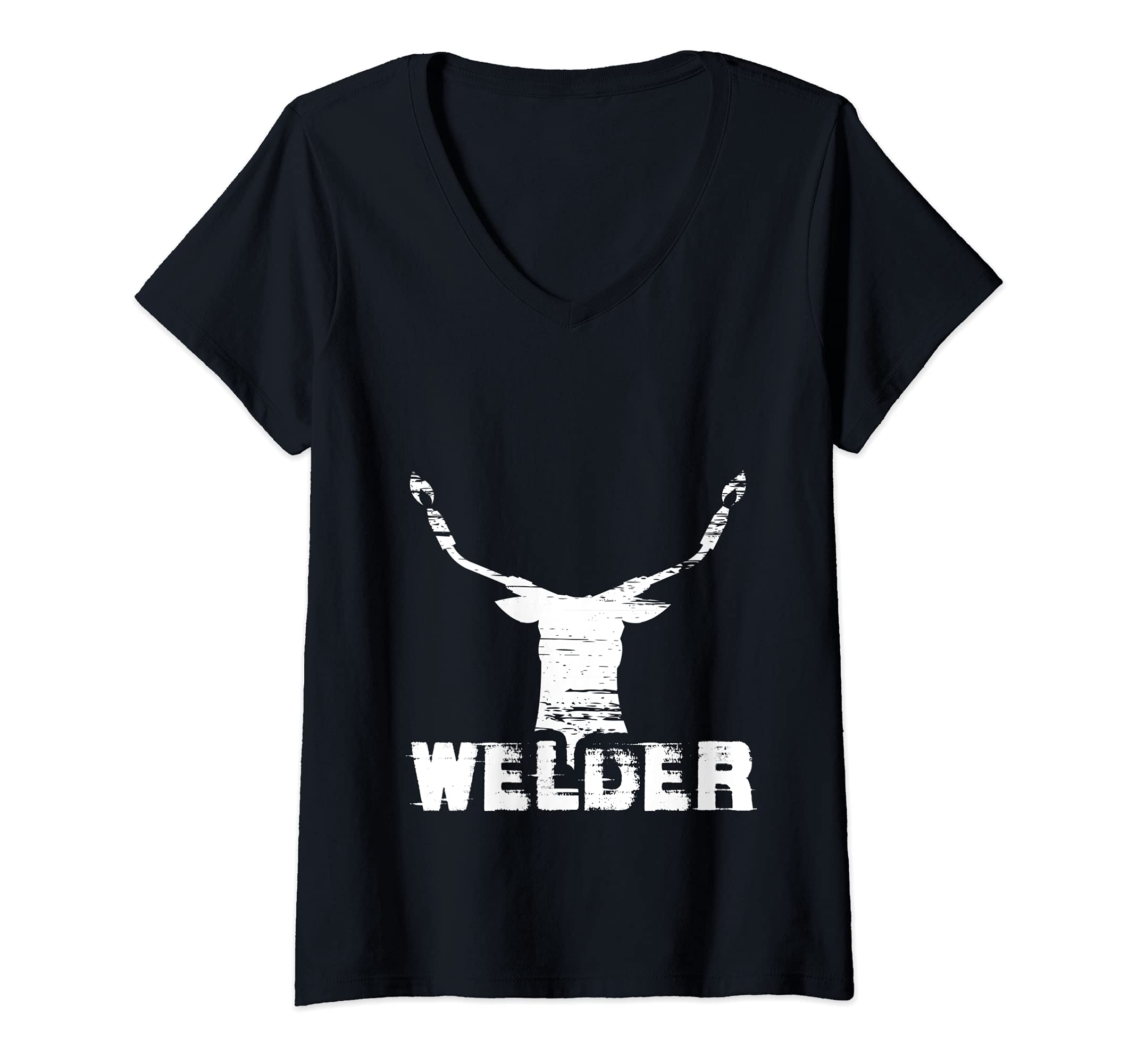Womens Bull Animal Welder Engineer Engineering Welding Fabrication V-Neck T-Shirt