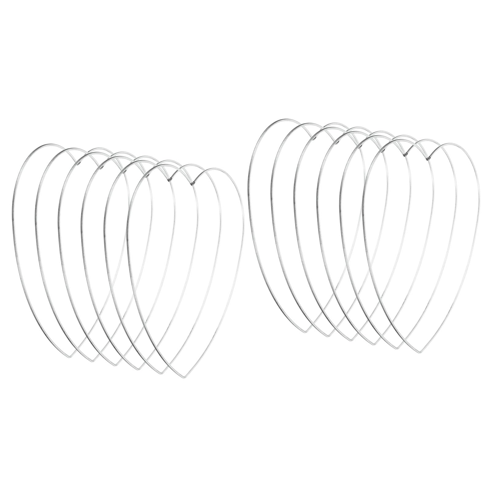 PATIKIL 10inch Dream Catcher Rings, 12 Pcs Metal Heart Shape Macrame Wreath Floral Ring Hoop for Home DIY Craft Wedding Wall Hanging Decorations, Silver