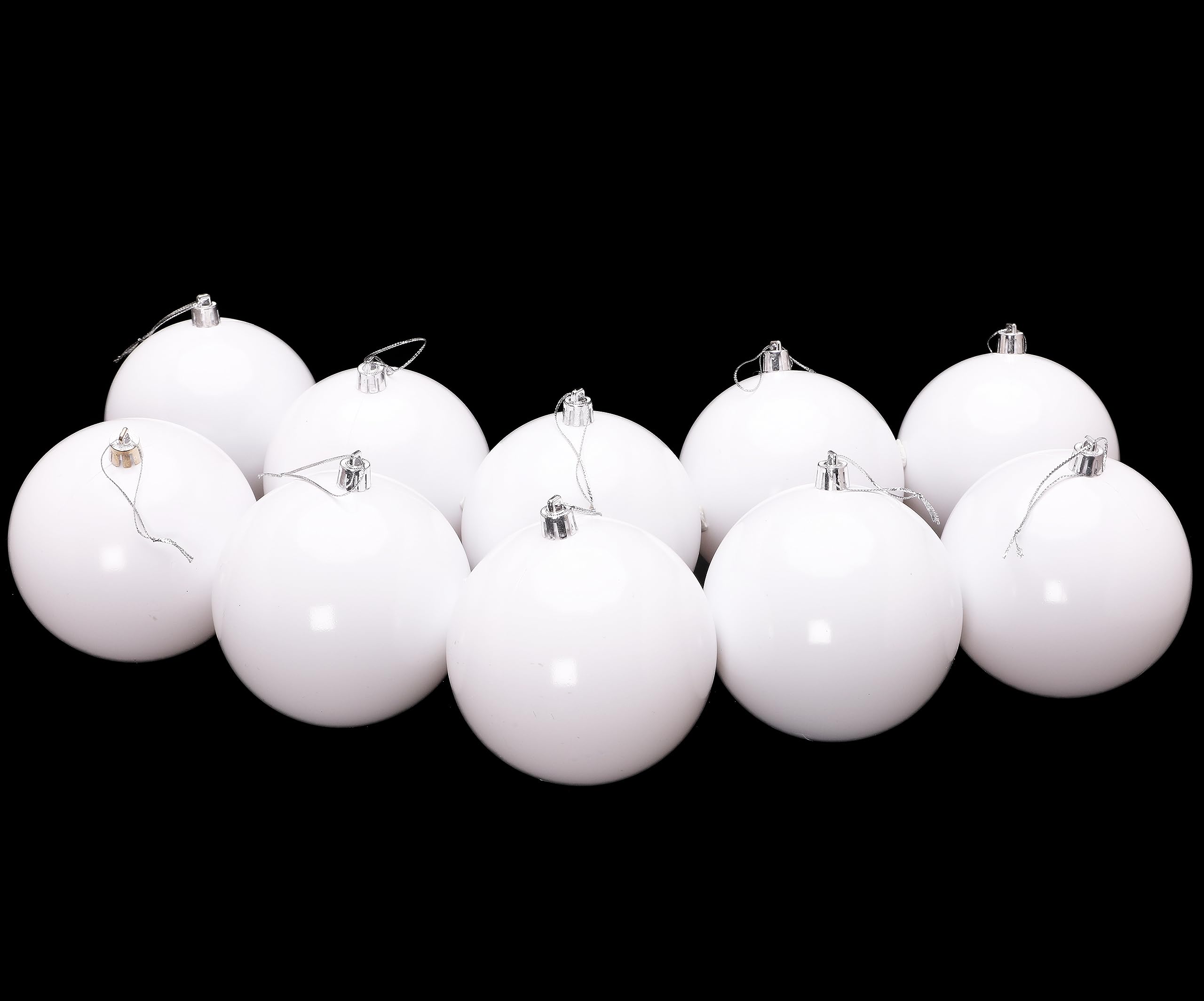 Toyland® 10 Extra Large 100mm Colour Christmas Baubles - Christmas Tree Decorations (White)