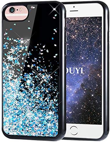 KOUYI iPhone 6S/6 Case Glitter, [Twinkling of Starry Night Series] Fashion Flowing Liquid Floating Bling Quicksand 3D Design TPU Protective Cover for Apple iPhone 6S / iPhone 6 (Silver Blue)