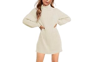 Virmoku Girls Oversized Sweater Dress Turtleneck Batwing Sleeve Winter Long Kids Casual Sweaters for Girls Dresses