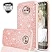 Moto G6 Case with Tempered Glass Screen Protector [2 Pack] for Girls Women, LeYi Glitter Sparkly Bling Dual Layer Hybrid Shockproof Protective Phone Case for Motorola G (6th Generation) TP Rose Gold