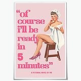 Funny Pink Bathroom Wall Art Vintage Ill be Ready
