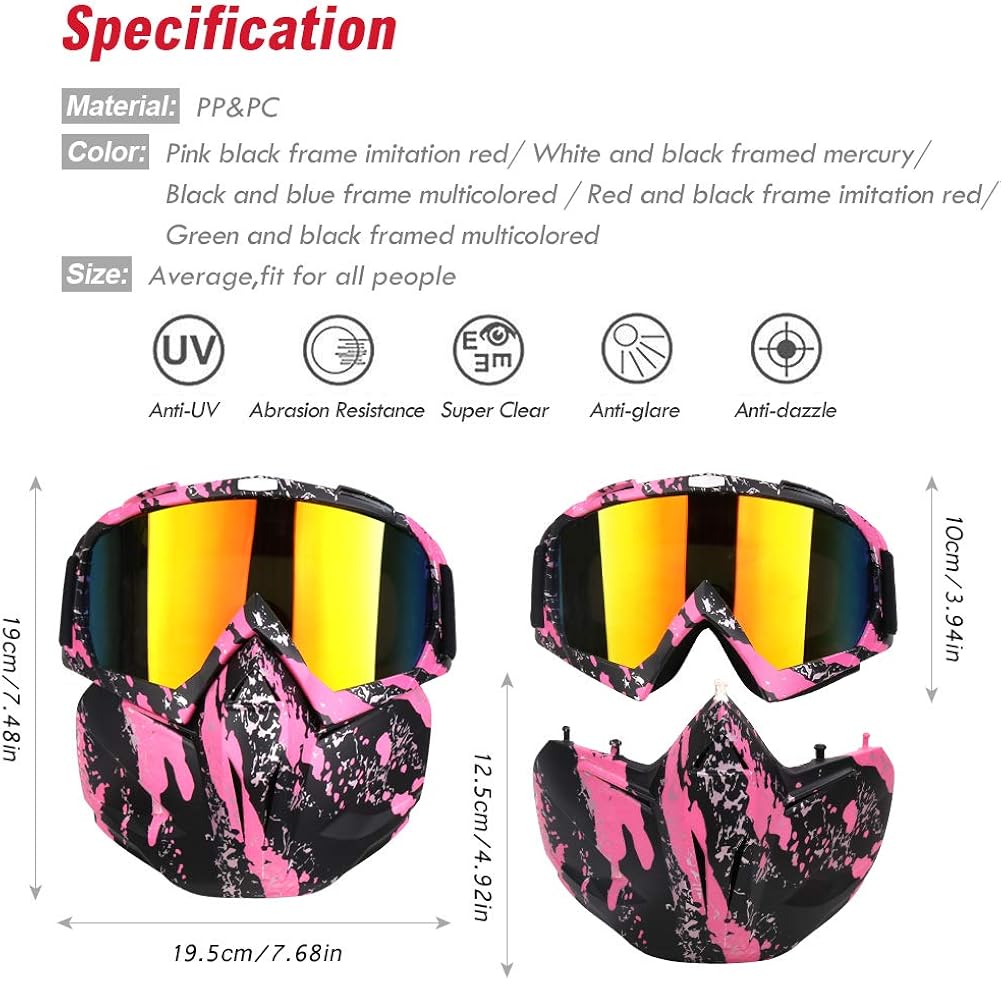 Freehawk Motorcycle Goggle Mask Detachable Snowmobile Off-road Riding Goggles : Clothing