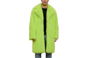 Mens Faux Fur Coat Winter Long Fleece Jacket Luxury Fluffy Lapel Long Sleeve Warm Open Front Plush Cardigan Outwear
