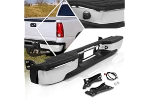 PM PERFORMOTOR Rear Step Bumper with License Plate Lights Compatible with 1999-2006 Chevy Silverado/GMC Sierra 1500 2500 Direct Replacement for GM1103124 GM1103122 12496085