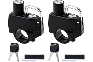 Windance 2 Pack Motorcycle Helmet Lock, Helmet Holder Hook for 7/8" 22mm Handlebar, Anti Theft Security Lock for Motorbike Bike Frame Tube Bumper Luggage Rack (Keyed Alike)