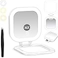 GOMIPURU Travel Mirror with Light, 1x/30x Magnifying Mirror with 3 Color Lights and Adjustable Brightness, 4.5x3.9 inch Small