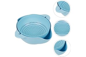 SHERCHPRY Multi-Function Blue Plastic Kitchen Strainer Colander Basket for Washing Fruits and Vegetables,