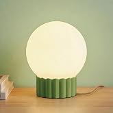 6.9&rdquo; Table Lamp with Opal Glass Globe &amp; Resin Base, E12 Base, UL Listed | Stepless Dimmable Nightstand Lamp for Living Room and Bedroom Desk, Bedside, Entryway, Bookshelf, Bulb Not Included, Green