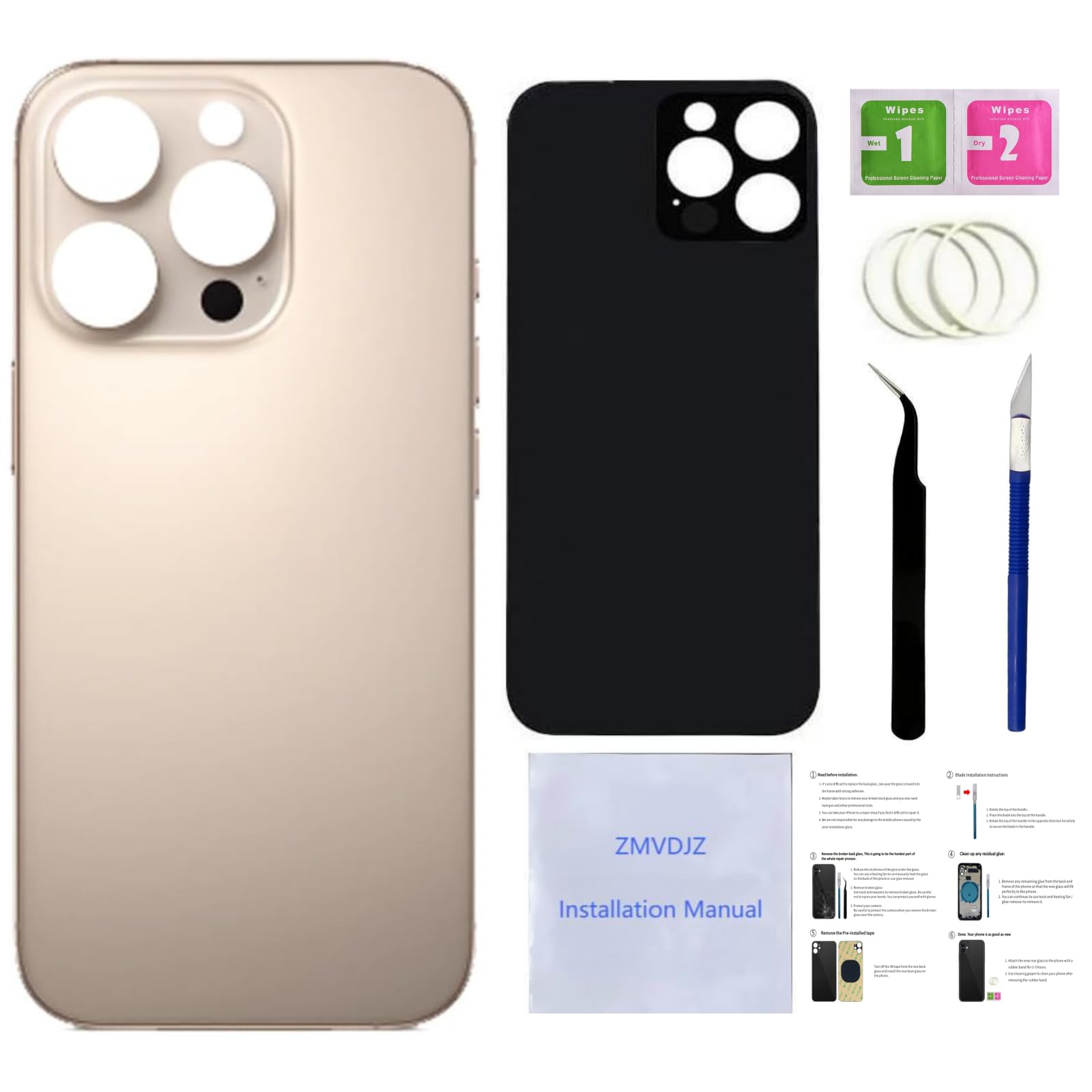 Photo 1 of 16 Pro Back Glass Replacement for iPhone 16 Pro Back Cover Glass (Desert Titanium, 6.3 inches) with Pre-Installed Tape +Installation Instruction + Repair Tools (Desert Titanium)