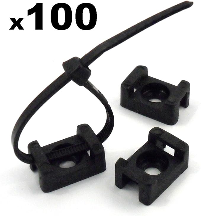 Cable Tie Mounts Juego de sujetacables con brida (4 mm, 100 unidades
