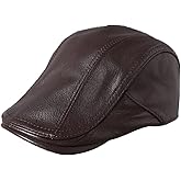 LUTICELI Men's Lambskin Leather Flat Cap Ivy Newsboy Hats Beret Cabbie Hat