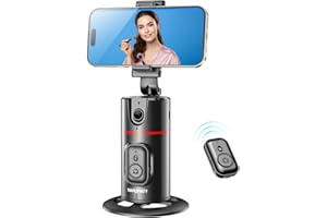MAPLEPARTY Auto Face Tracking Tripod, 360°Rotation Auto Tracking Phone Holder Body Track Camera Mount with Remote, No App, Gesture Control, Moving Tripod for Vlog Live Streaming Video Recording Tiktok