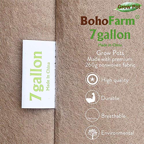 BoHoFarm 7 Gallon 8 Pack Tan Grow Bags