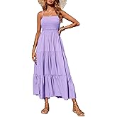 PRETTYGARDEN Women's Summer Maxi Dress 2026 Casual Boho Sleeveless Spaghetti Strap Smocked Tiered Long Beach Sundresses