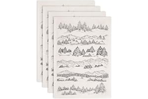 SUPERDANT 4PCS Ink Mountain Underglaze Paper Transfer Forest Transfer Paper for Clay Ceramic Porcelain Under Glaze Transfers for Pottery Enamel Decals Black Underglaze Decal Papers Handcrafted Gifts