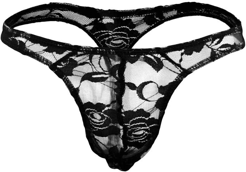 Men's lace G-String Thongs T-Back See Through Bikini Briefs Underwear