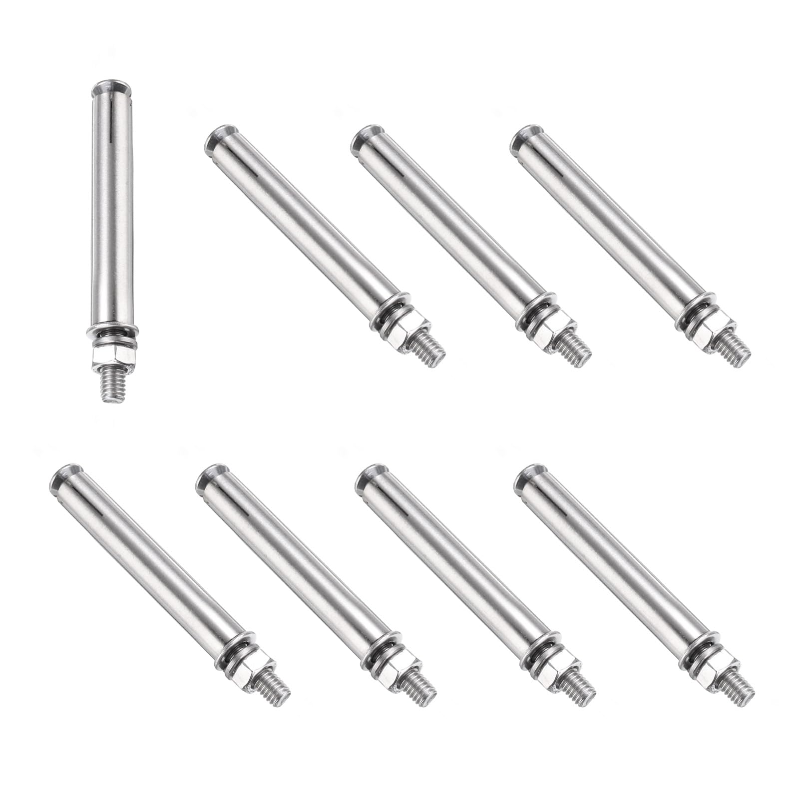 PATIKIL M6 x 80mm Expansion Bolts, 8Pcs 304 Stainless Steel Expansion Screw Bolts Sleeve Anchoring Fastener for Wall Concrete Brick Wall Drywall Air Conditioner, Silver