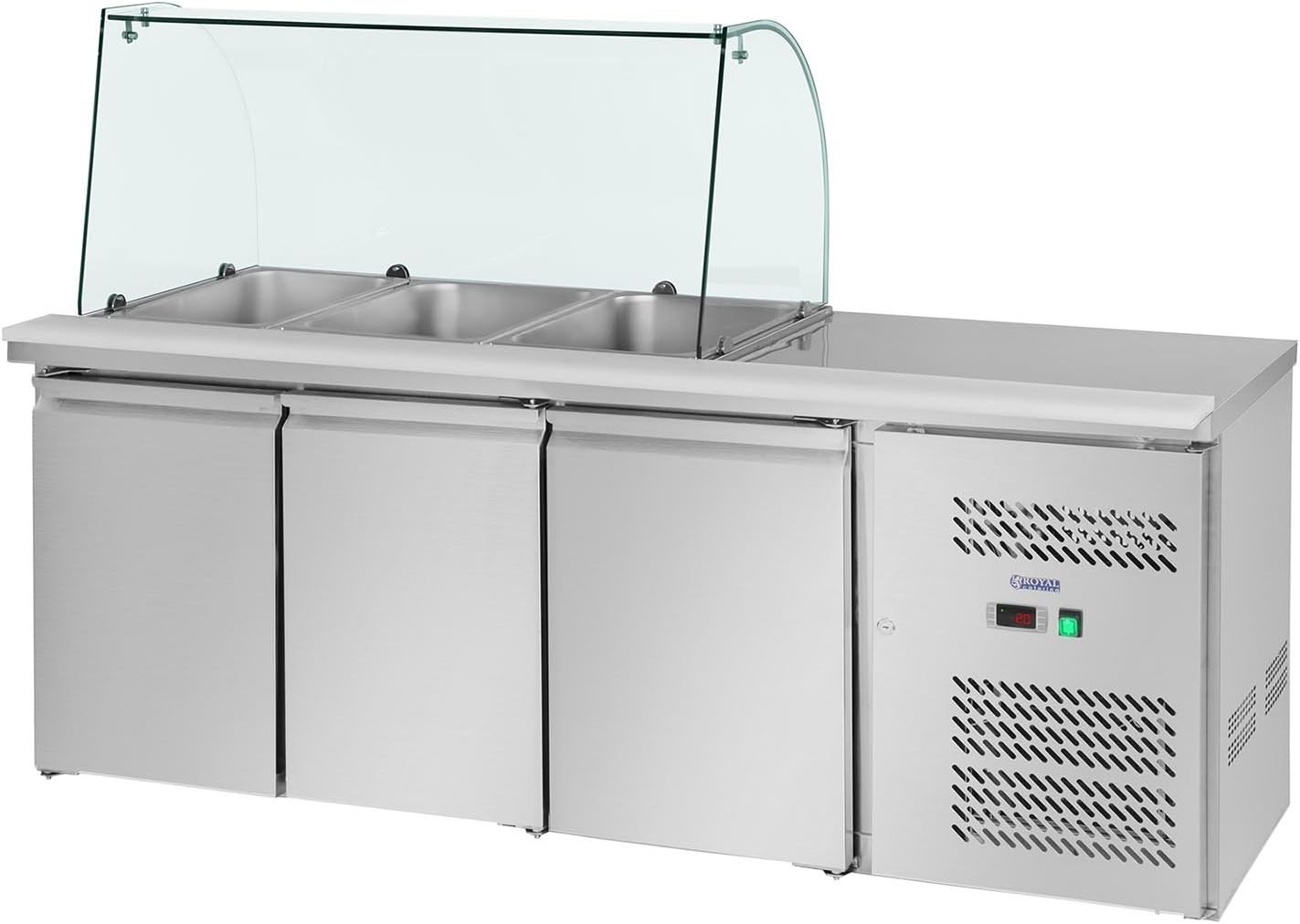 Royal Catering Saladette Food Prep Counter Fridge RCSA-S228 (365 L, 260 W compressor, Digital thermostat, Refrigerant R600a)