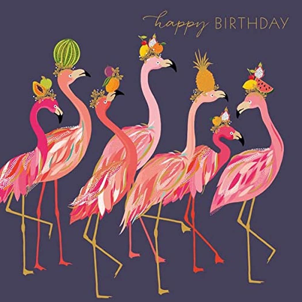 The Art File ARTSAM91 Flamingos Happy Birthday Greeting Card