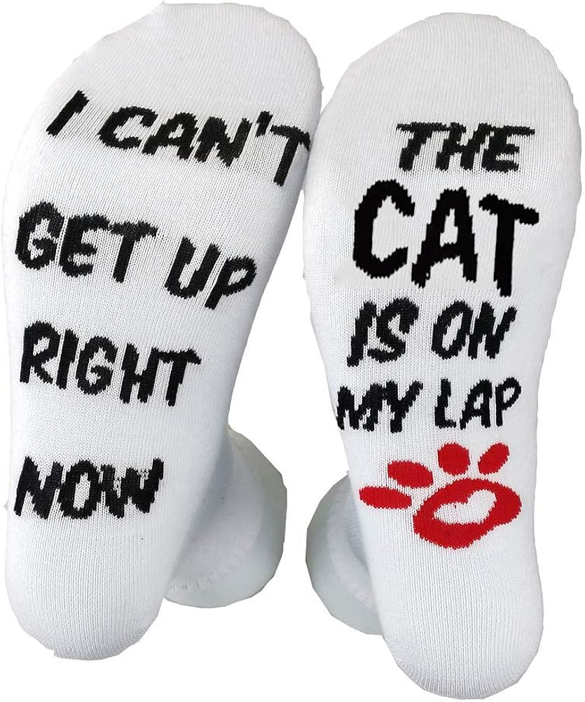 Yourtops Unisex I Can T Get Up Right Now The Dog Cat Is On My Lap Socks One Size Cat 1 Pair At Amazon Women S Clothing Store dog cat is on my lap socks