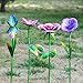 Ivy Home Metal Flower Garden Stake Cute Metal Flower Stick Art Ornament Decor Spring Floral Outdoor Flower Garden Stakes, 4 Pcs